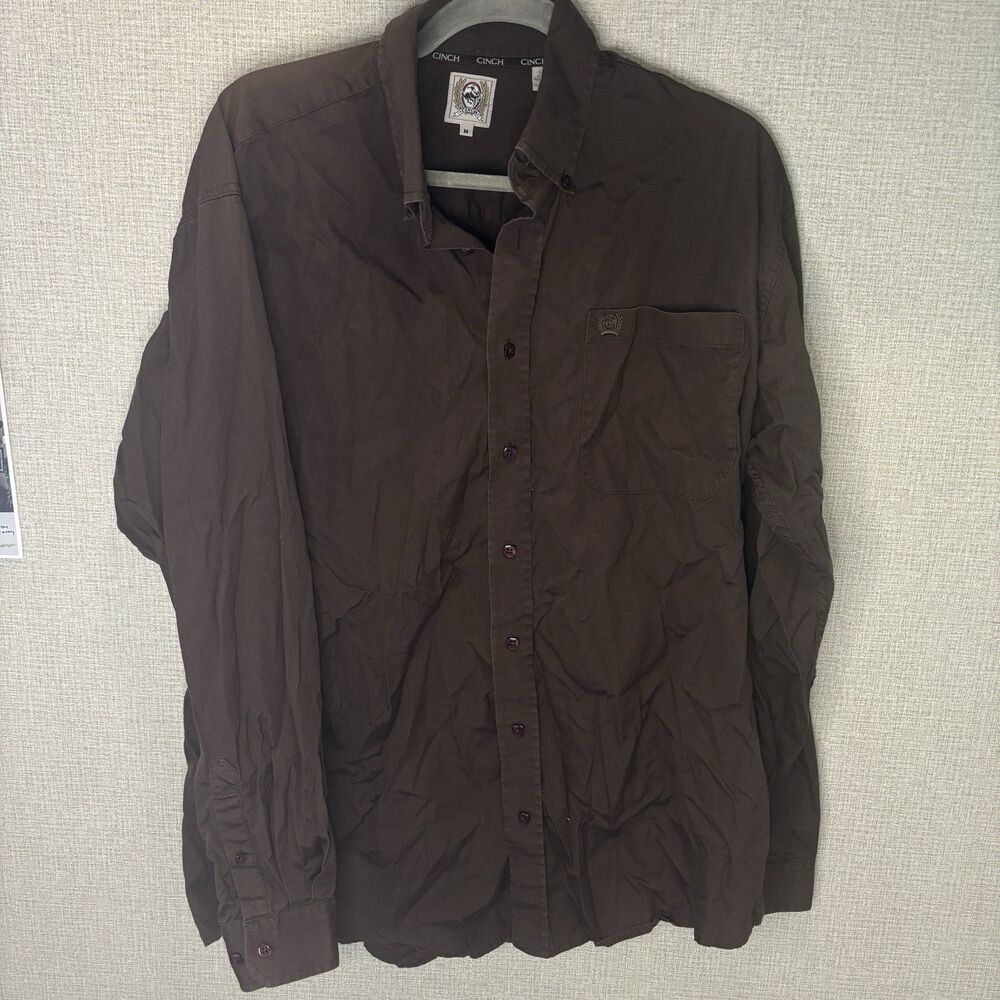 Cinch Mens Size Medium Brown Western Square Button Down Shirt Ranch Cowboy Rodeo
